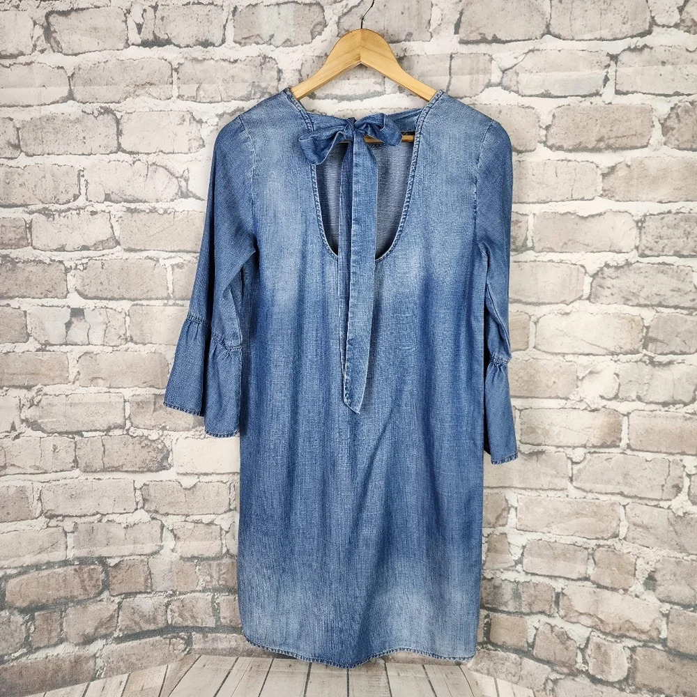Anthropologie cloth  & stone Tencel Lyocell Dress Chambray Blue Size XS - Picture 10 of 14